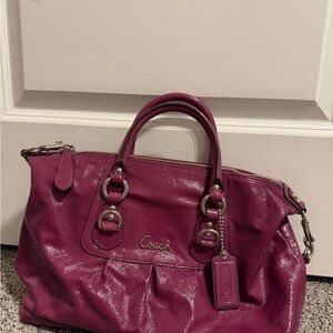 Coach Ashley Purple Patent Leather Satchel